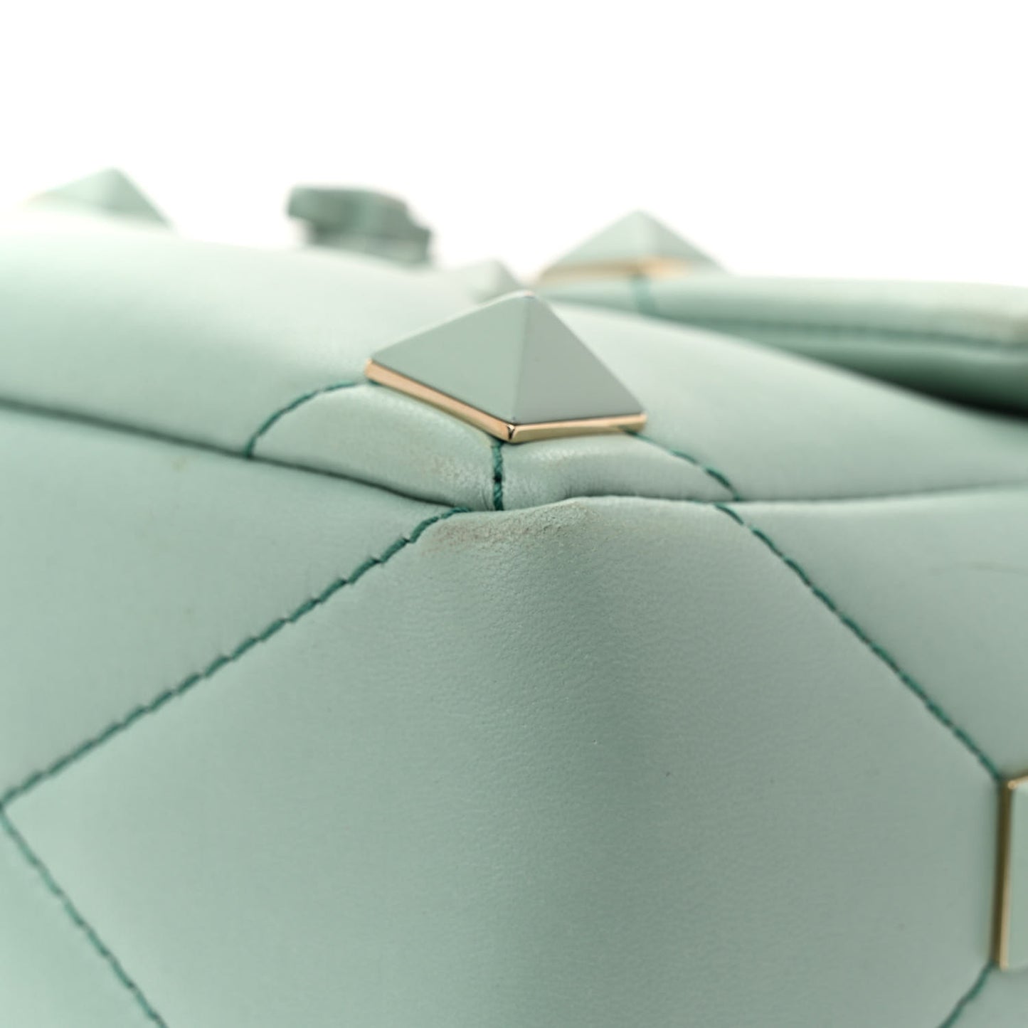 Nappa Enamel Monochrome Medium Roman Stud Shoulder Bag Morning Dew