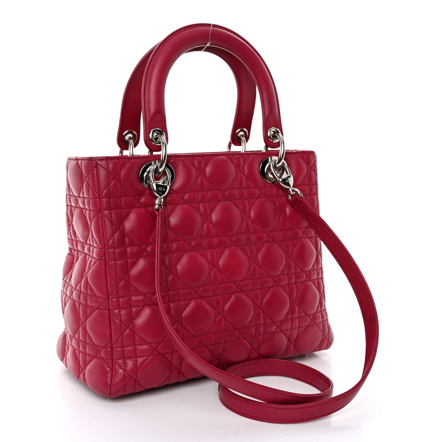 Christian Dior Lambskin Cannage Medium Pearl Lady Dior Dark Pink 3 of 9