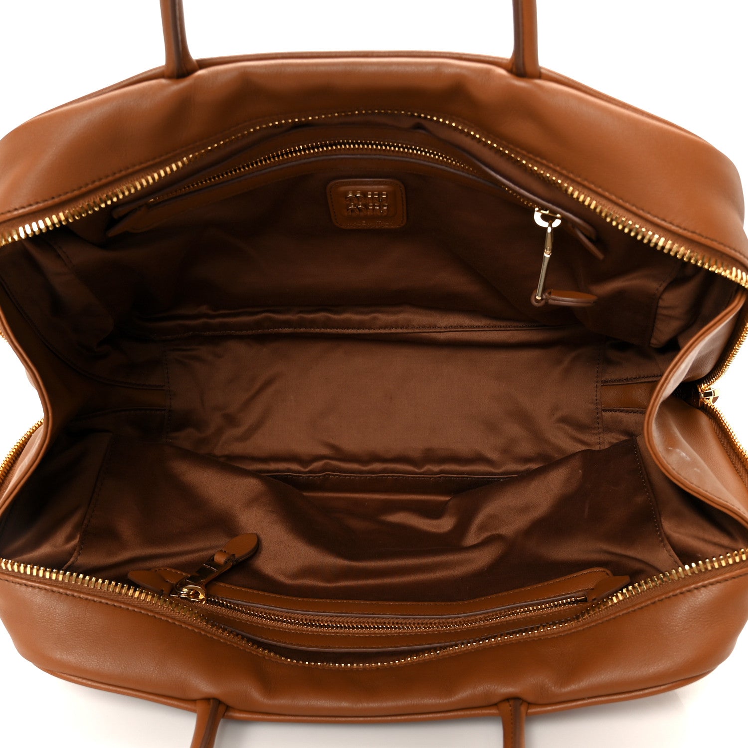 Miu Miu Soft Calf Softy Large Beau Top Handle Bag Cognac 1822152