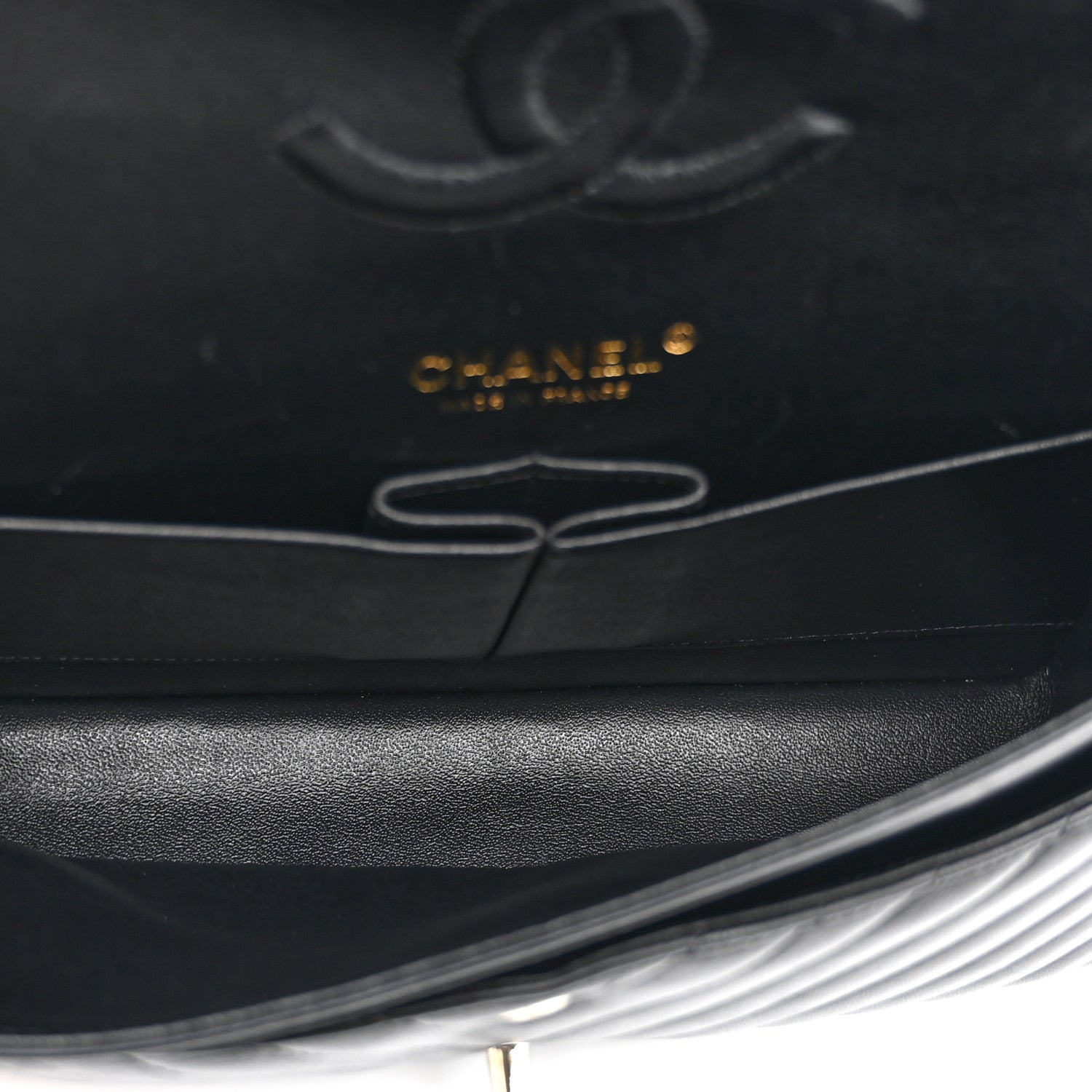 Chanel Lambskin Chevron Quilted Medium Double Flap Black 5 of 10