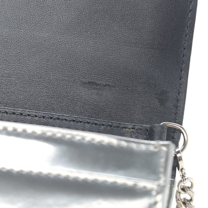 Christian Dior Metallic Patent Micro-Cannage Diorama Wallet on Chain Pouch Silver 11 of 12
