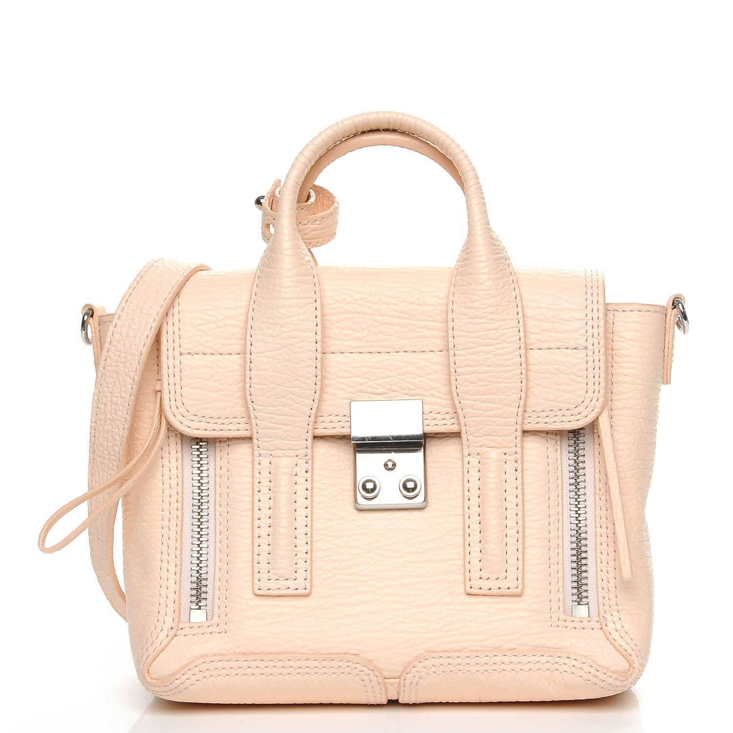 3.1 Phillip Lim 3.1 Textured Calfskin Mini Pashli Satchel White Peach 1 of 10
