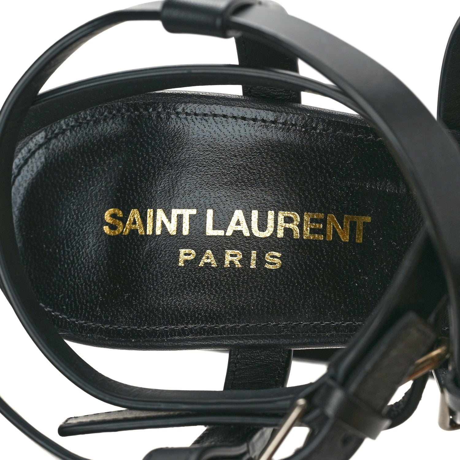 Saint Laurent Calfskin Platz Platform Sandals 38.5 Black 8 of 12