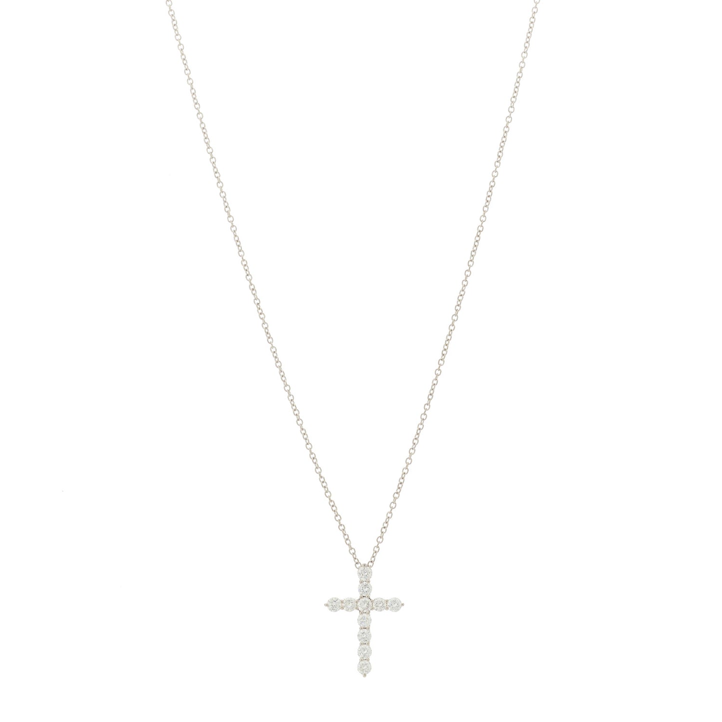 Platinum Diamond Small Cross Pendant Necklace