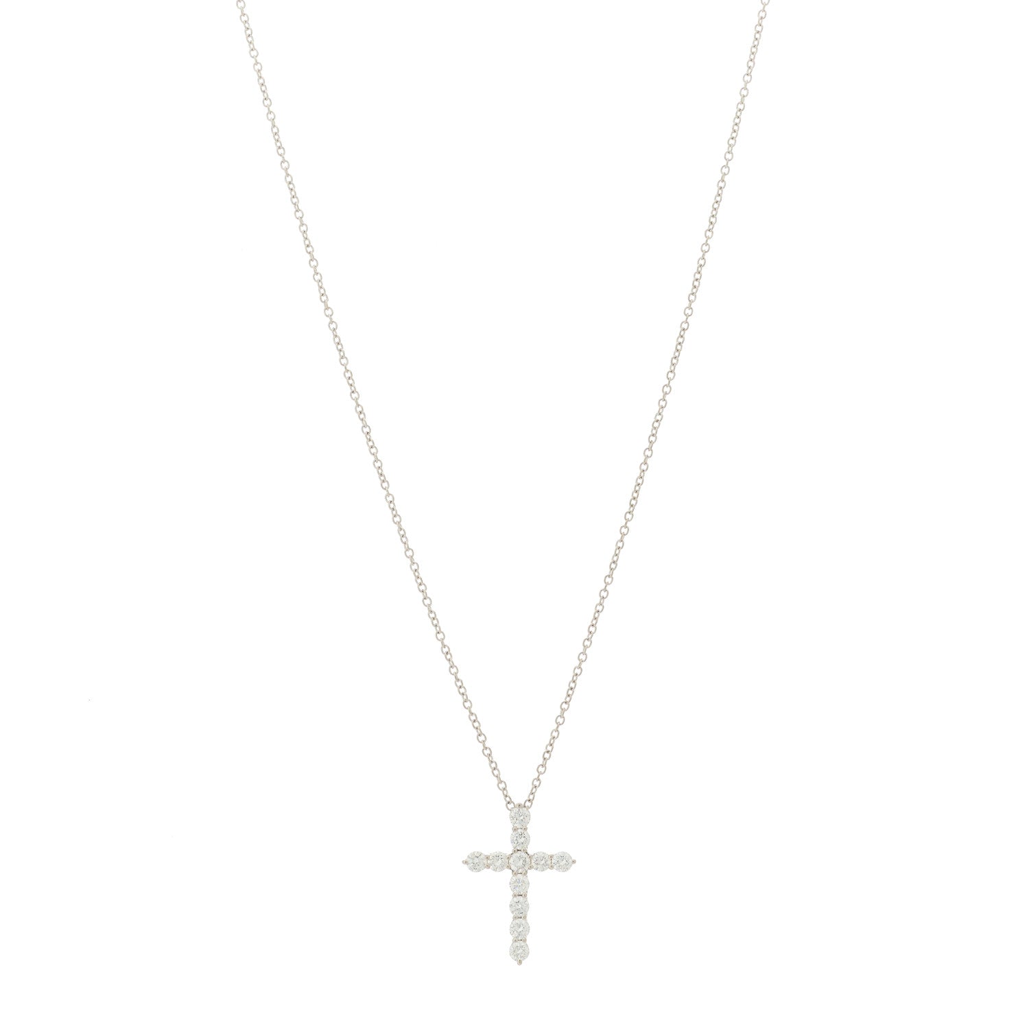 Tiffany Platinum Diamond Small Cross Pendant Necklace 1 of 7