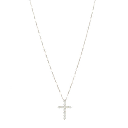 Tiffany Platinum Diamond Small Cross Pendant Necklace 1 of 7