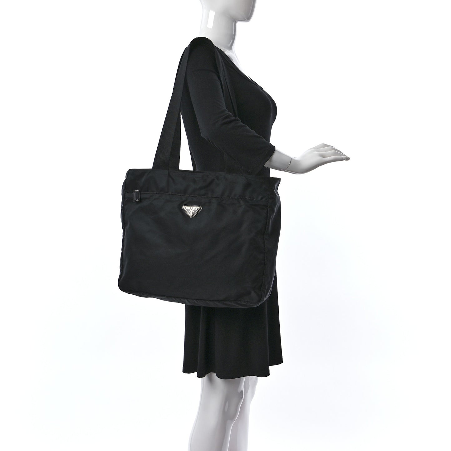 Nylon Vela Large Zip Tote Black