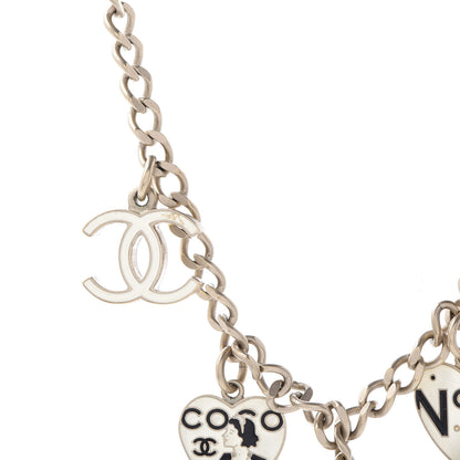 Chanel Enamel CC Heart Charm Necklace Light Gold 3 of 5