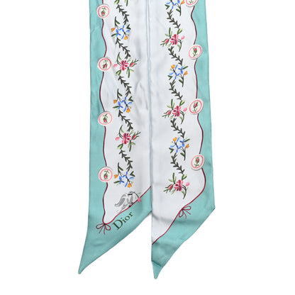 Christian Dior Silk Dioramour Revolution Flowers Mitzah Scarf Blue Multicolor 2 of 5