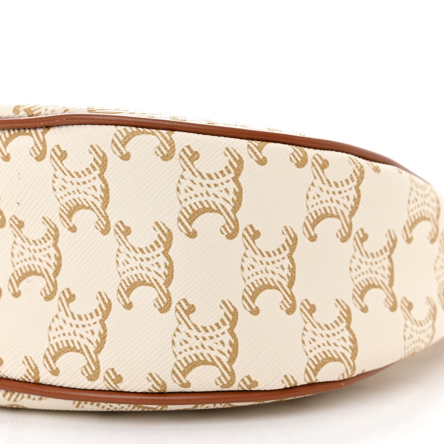 Canvas Calfskin Ava Triomphe Shoulder Bag White