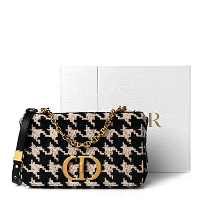Christian Dior Technical Canvas Macro Houndstooth Medium Caro Bag Black White 11 of 11