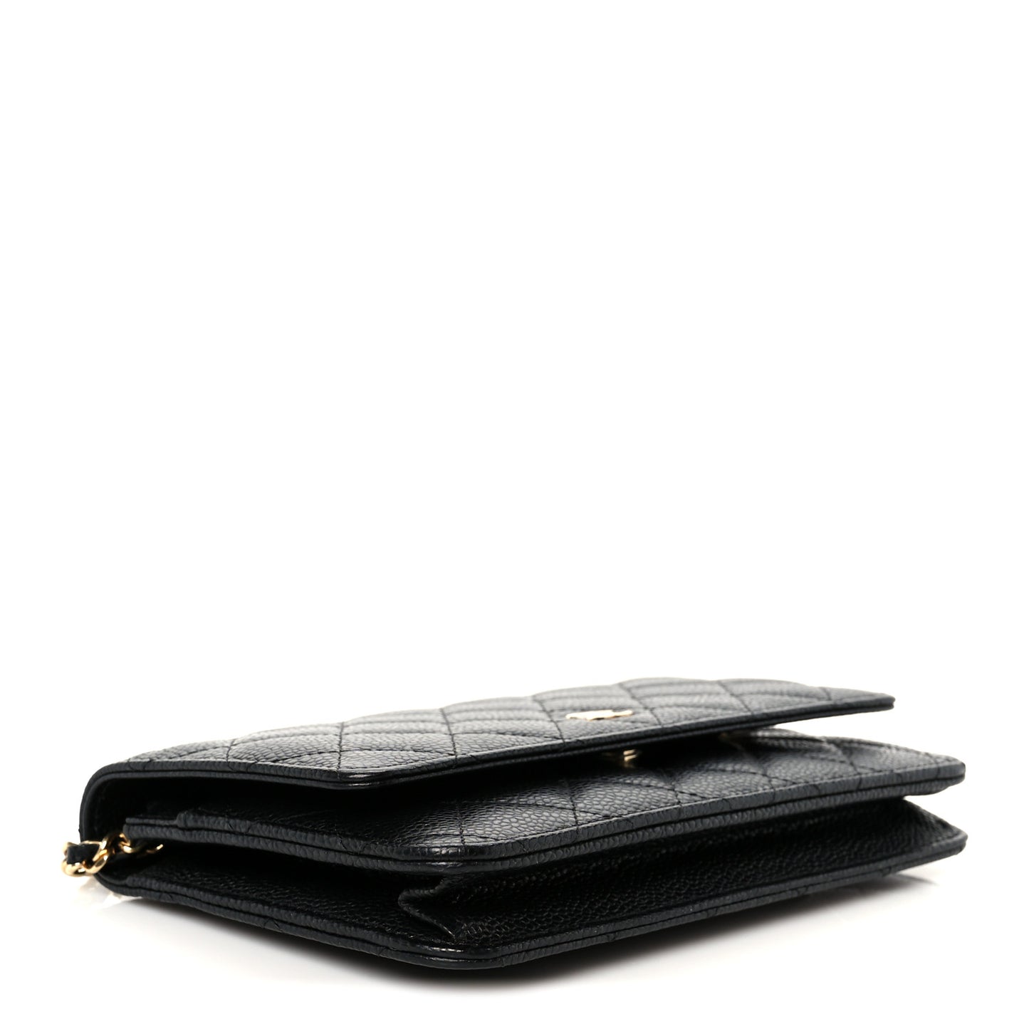 Caviar Quilted Wallet on Chain WOC Black