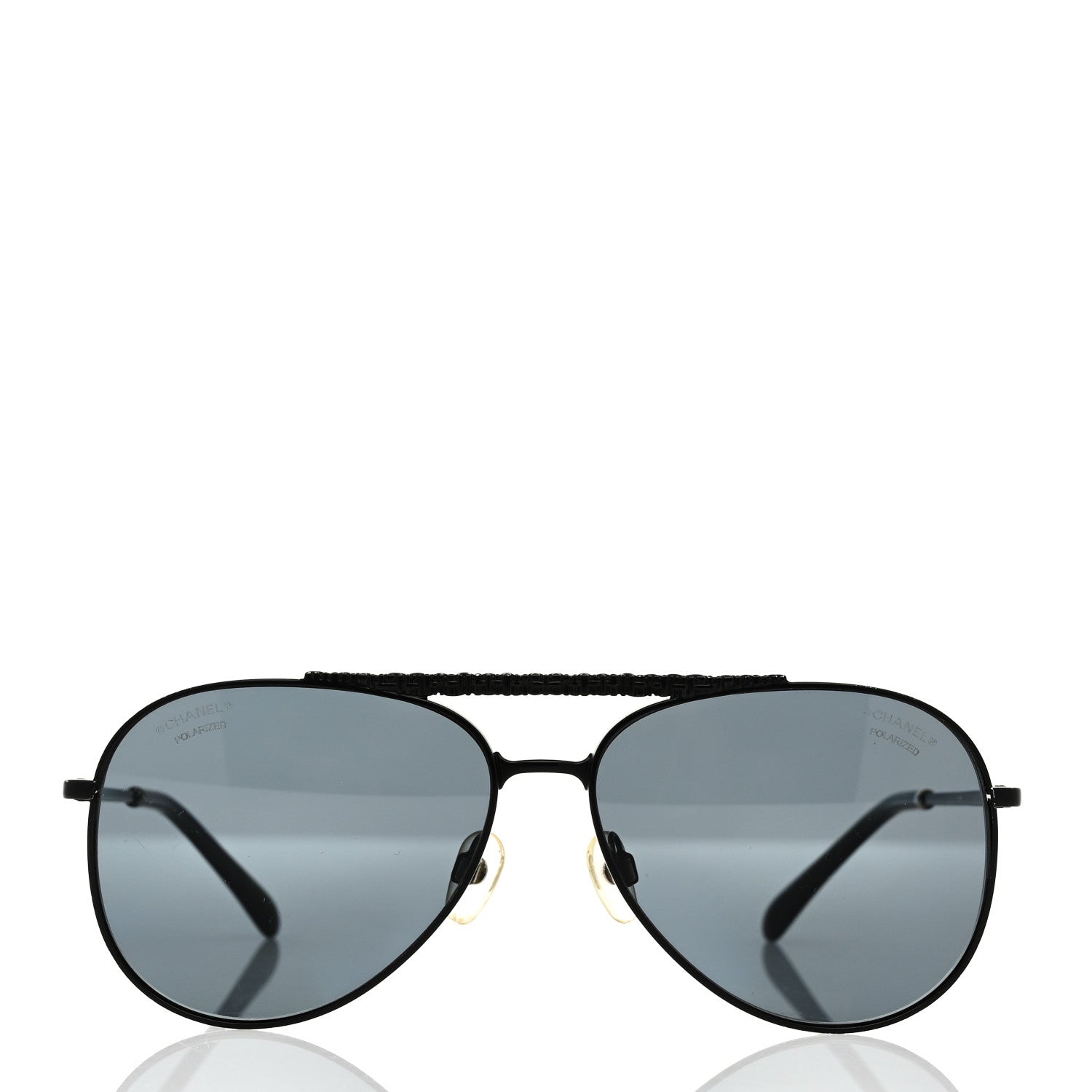 Chanel Metal Polarized Pilot Aviator Sunglasses 4231 Black 2 of 8