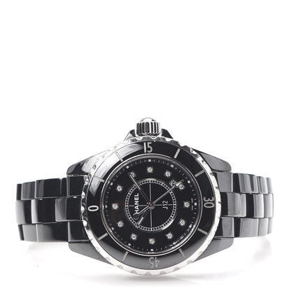 Chanel Stainless Steel Ceramic Diamond 33mm J12 Quartz Watch Black 3 of 6