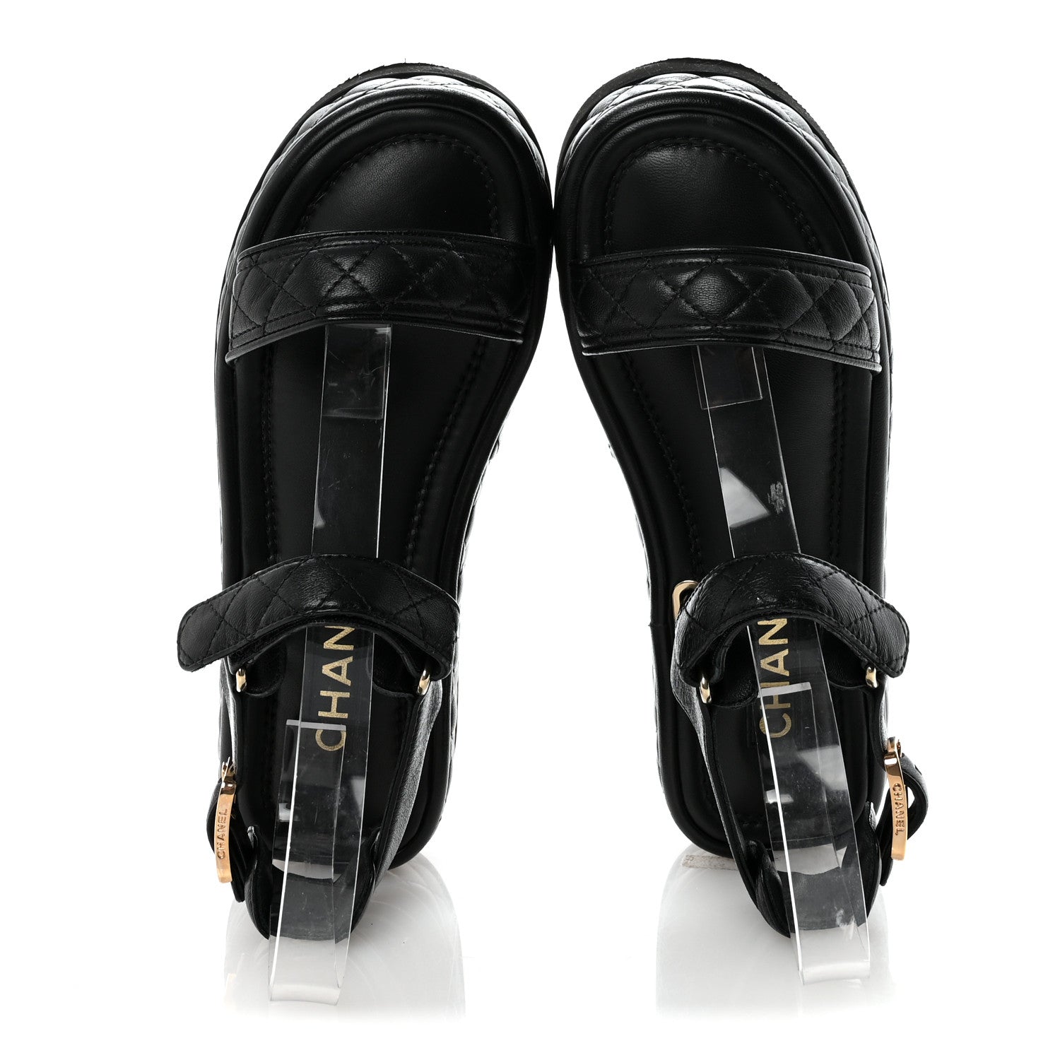 Chanel Lambskin Quilted Platform Sandals 37 Black 4 of 19
