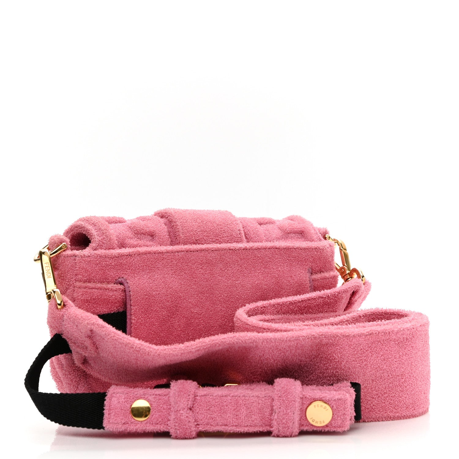 Fendi Terry Cloth Vitello Century Matte FF 1974 Embossed Belt Baguette Lollypop 4 of 11