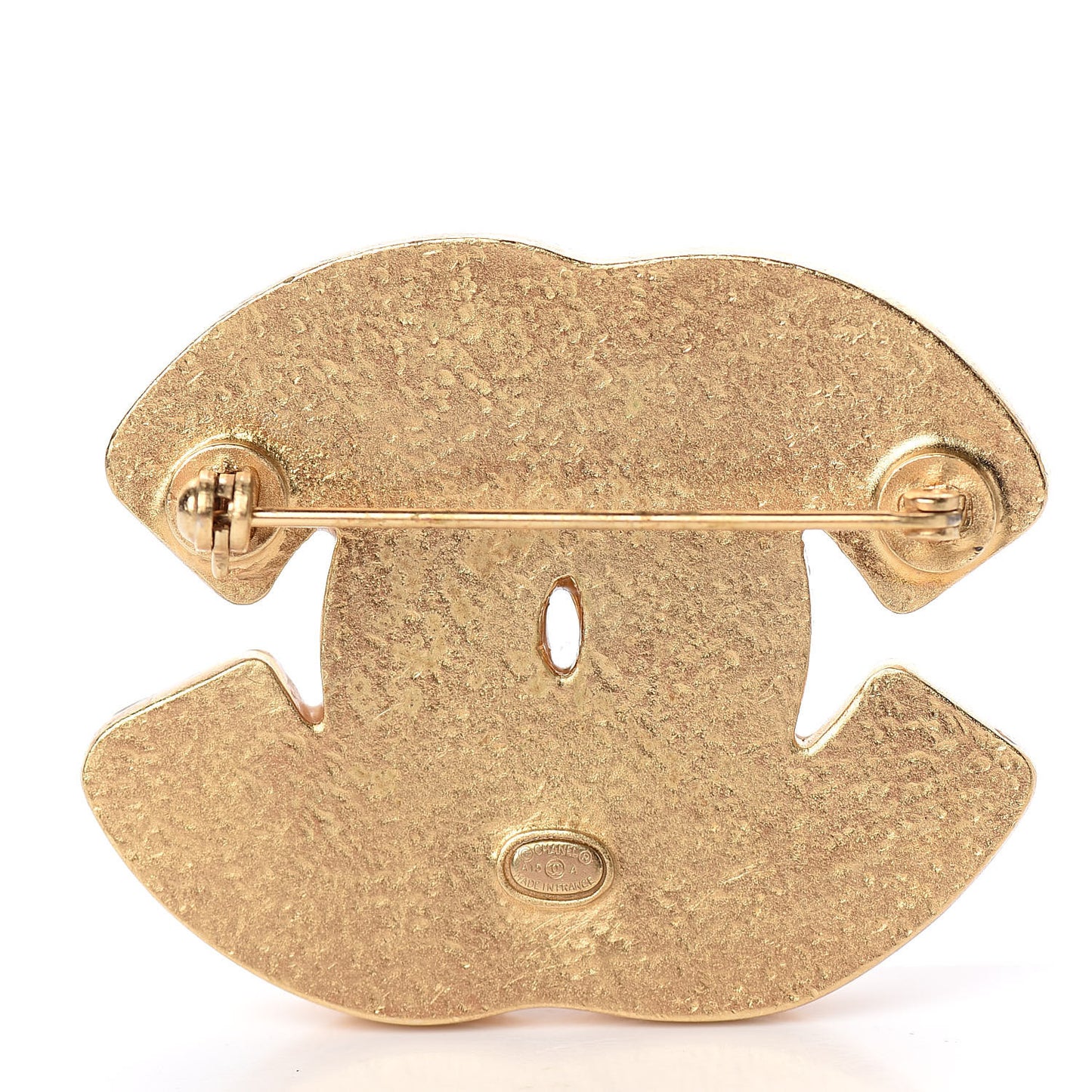 Enamel CC Floral Brooch Gold White