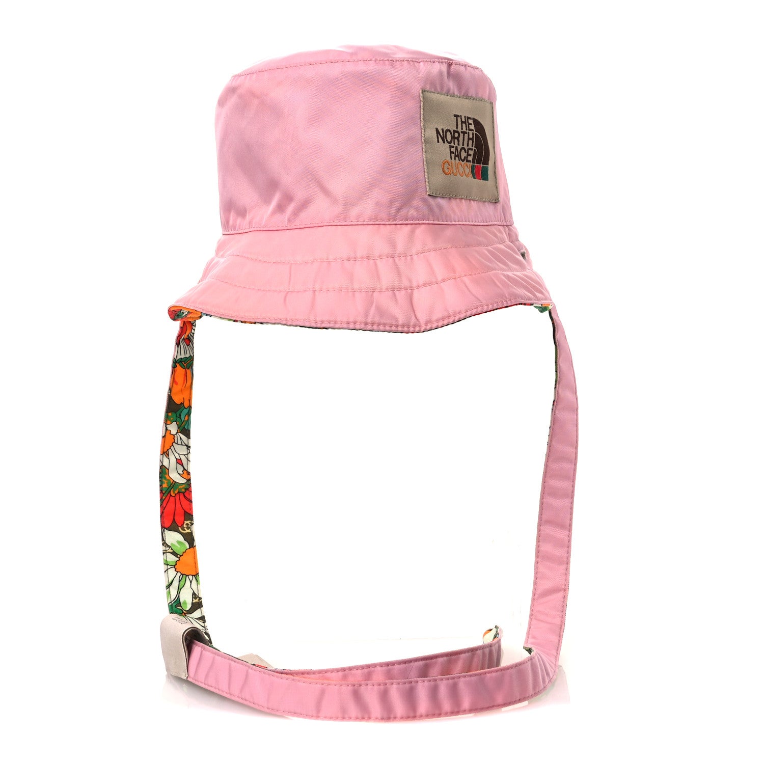 Gucci X THE NORTH FACE Econyl Nylon Floral Reversible Self-Tie Bucket Hat Pink 5 of 16