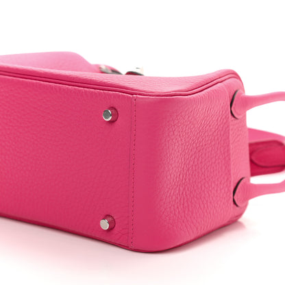 Hermes Taurillon Clemence Mini Lindy 20 Rose Shocking 10 of 11