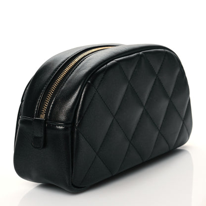 Chanel Lambskin Quilted Double Zip Pouch Black 3 of 9