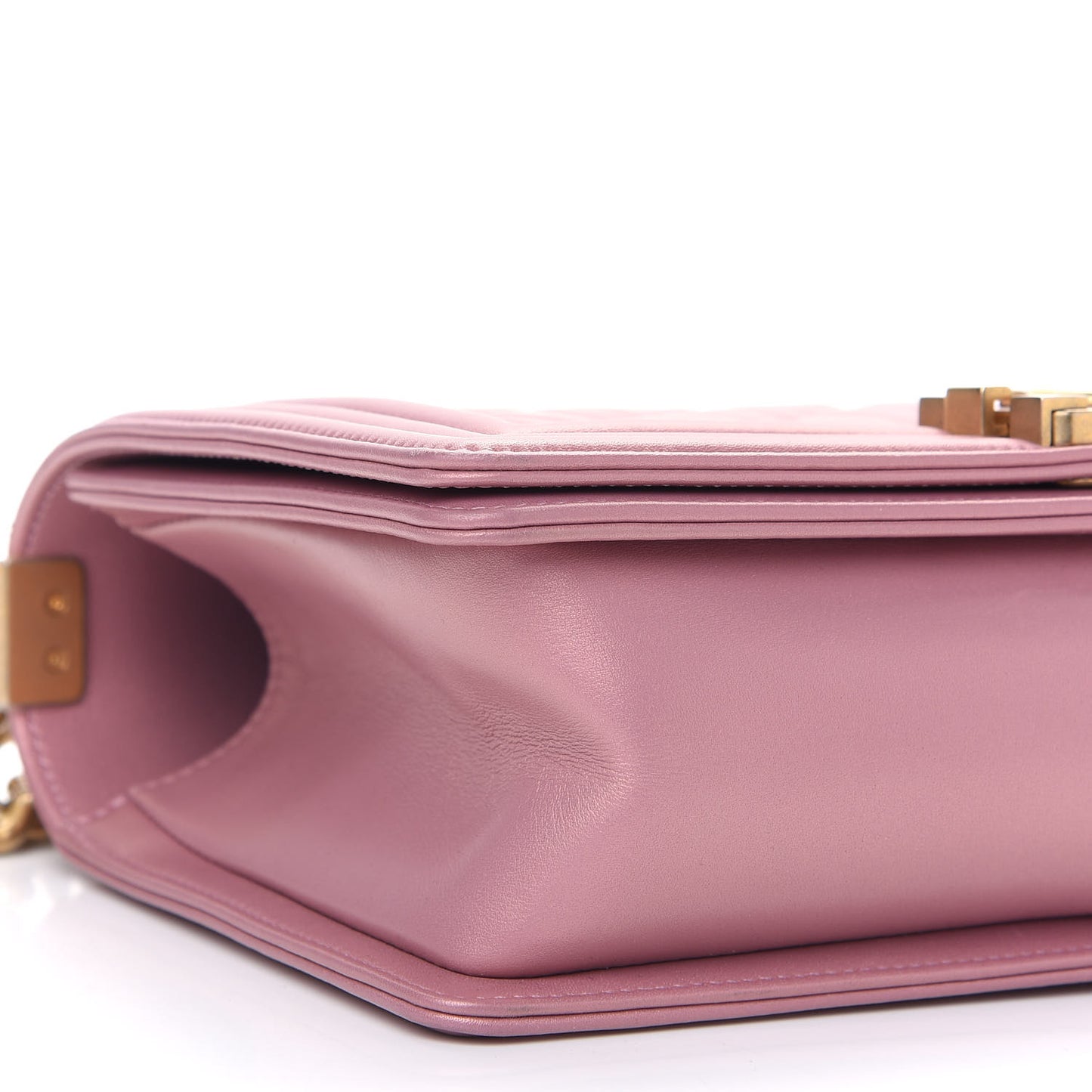 Metallic Calfskin Quilted Medium Boy Flap Pink