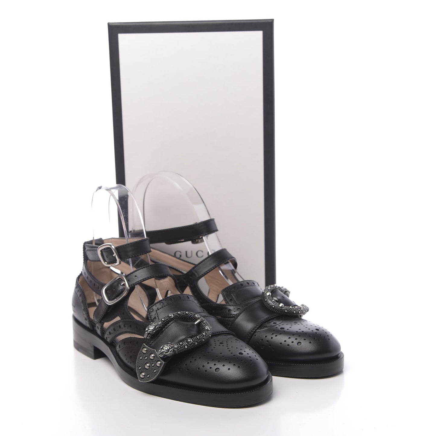 Calfskin Bee Embroidered Womens Queercore Brogue Wingtip Monk Strap Loafers 37 Black