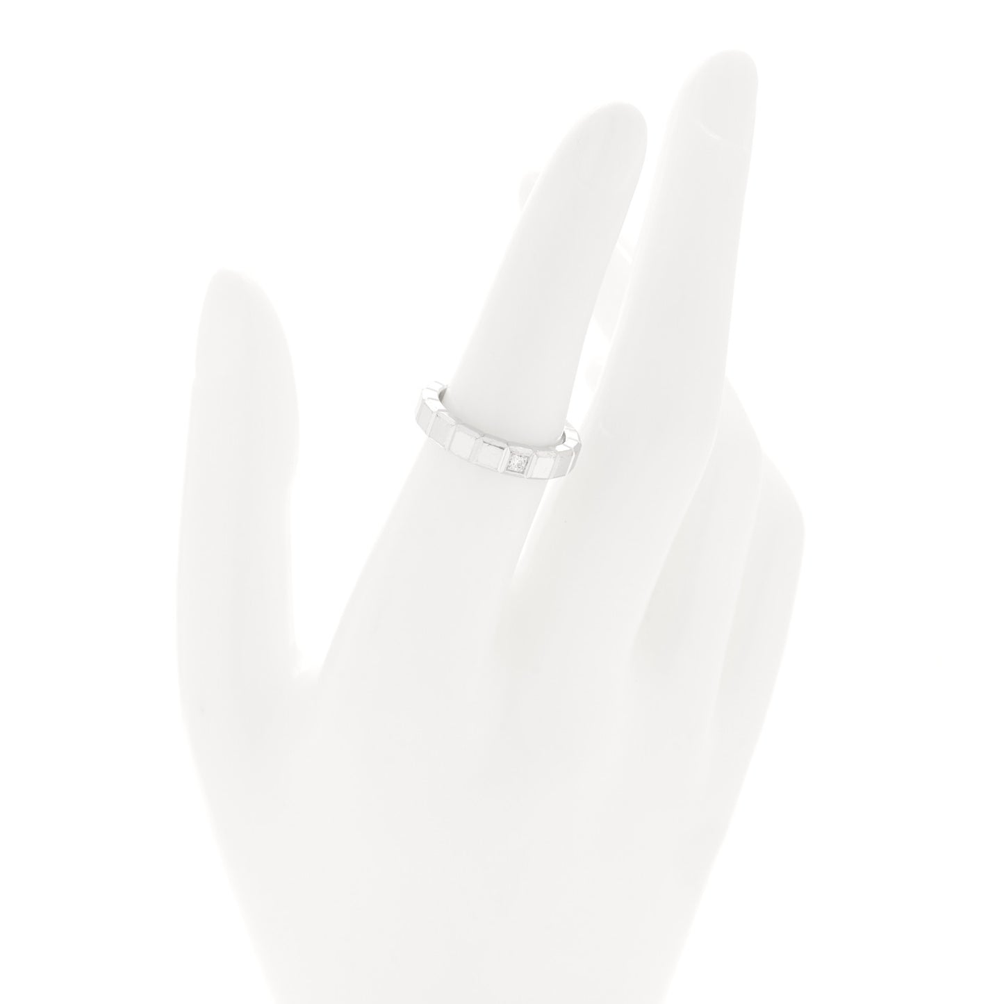 18K White Gold Diamond Ice Cube Band Ring 52 6