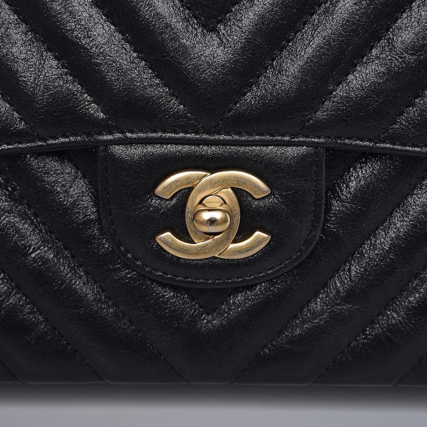 Metallic Crumpled Calfskin Quilted Small Double Flap Black