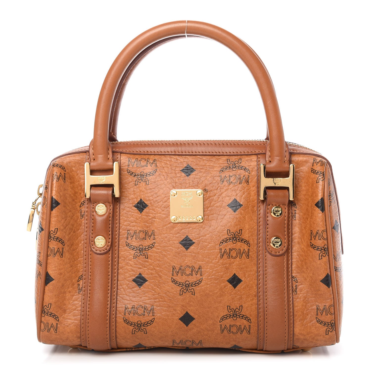MCM Visetos Mini Boston Bag Cognac 1 of 13