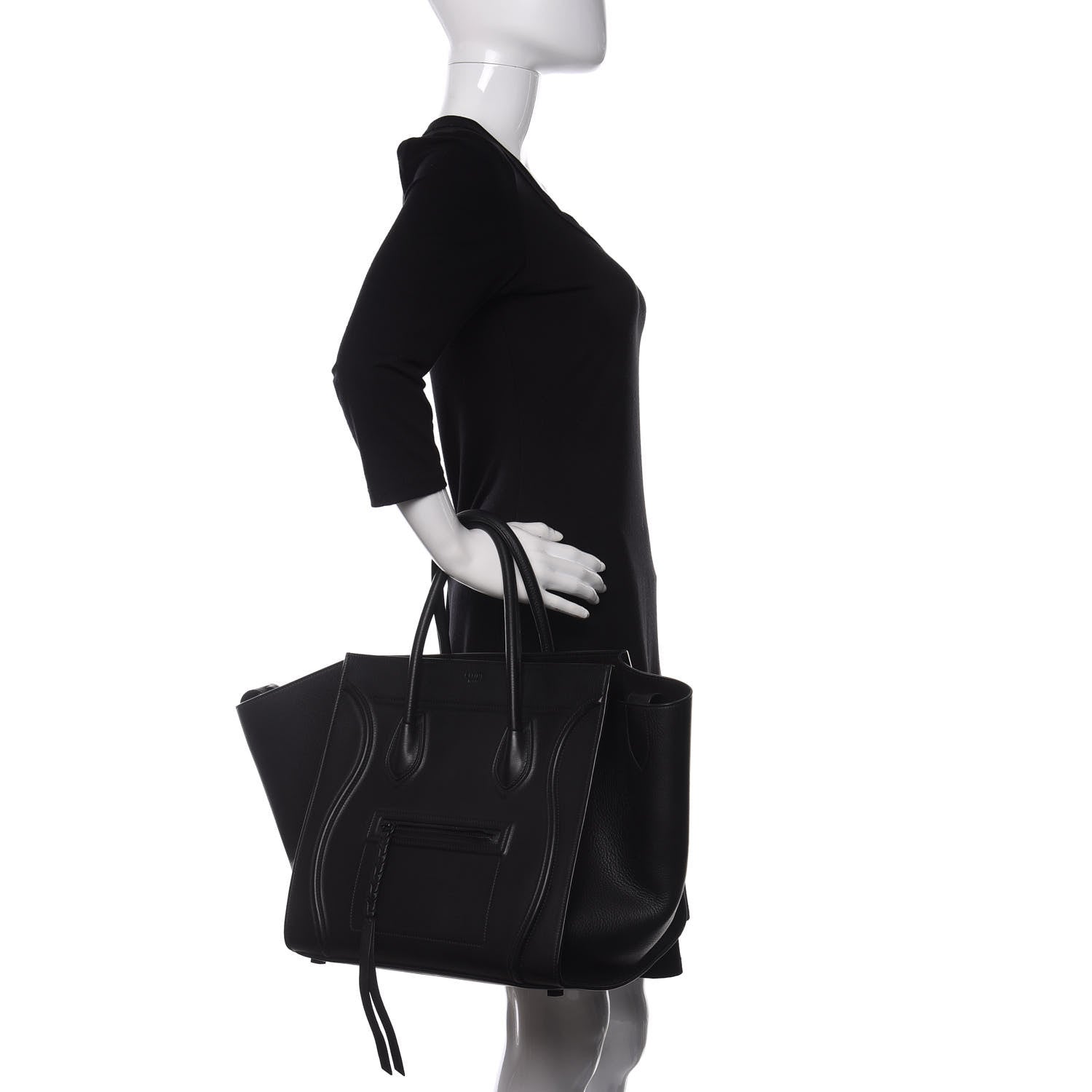 Celine Supple Calfskin Medium Phantom Luggage Black 2 of 8
