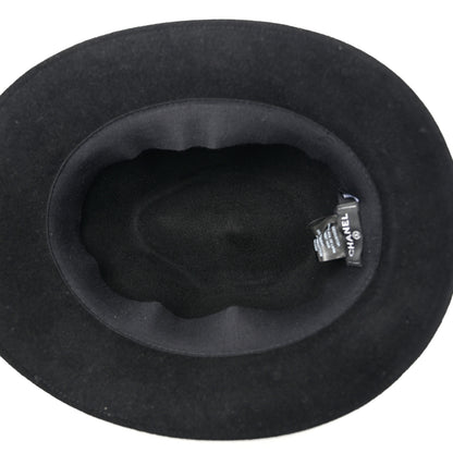 Chanel Felt Fedora Hat M Black 7 of 8