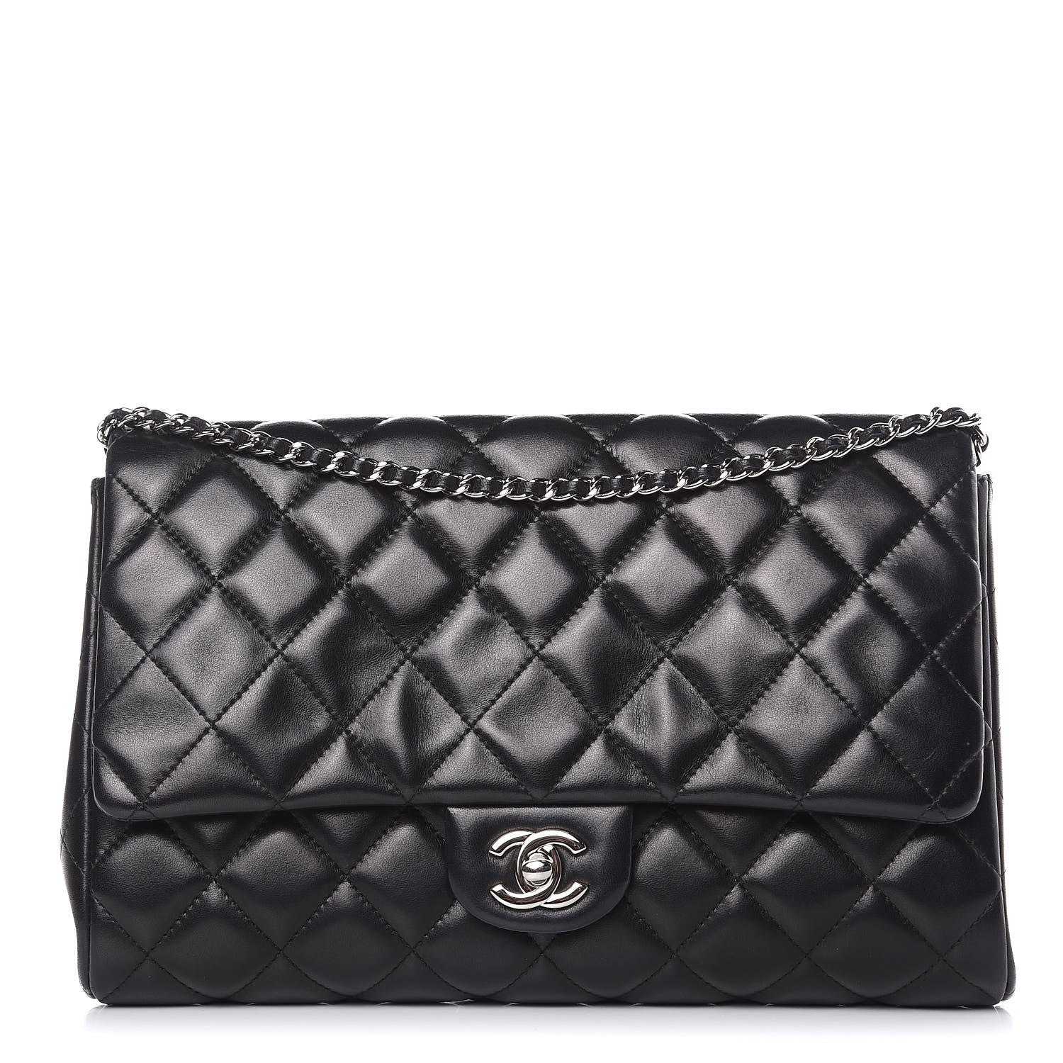 Chanel Lambskin Quilted Clutch With Chain Flap Black 1 of 16