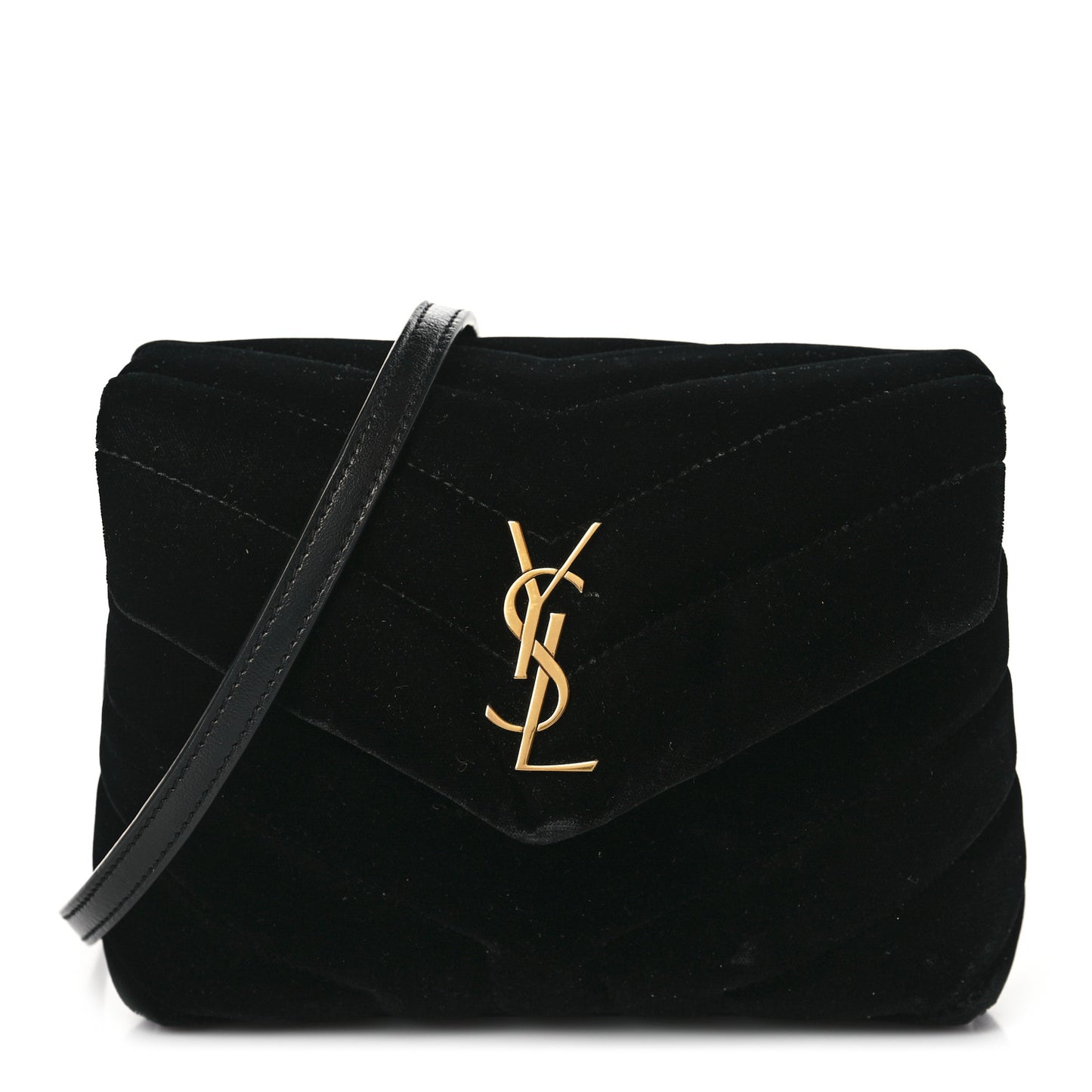 Velvet Y Quilted Monogram Toy Loulou Chain Satchel French Black