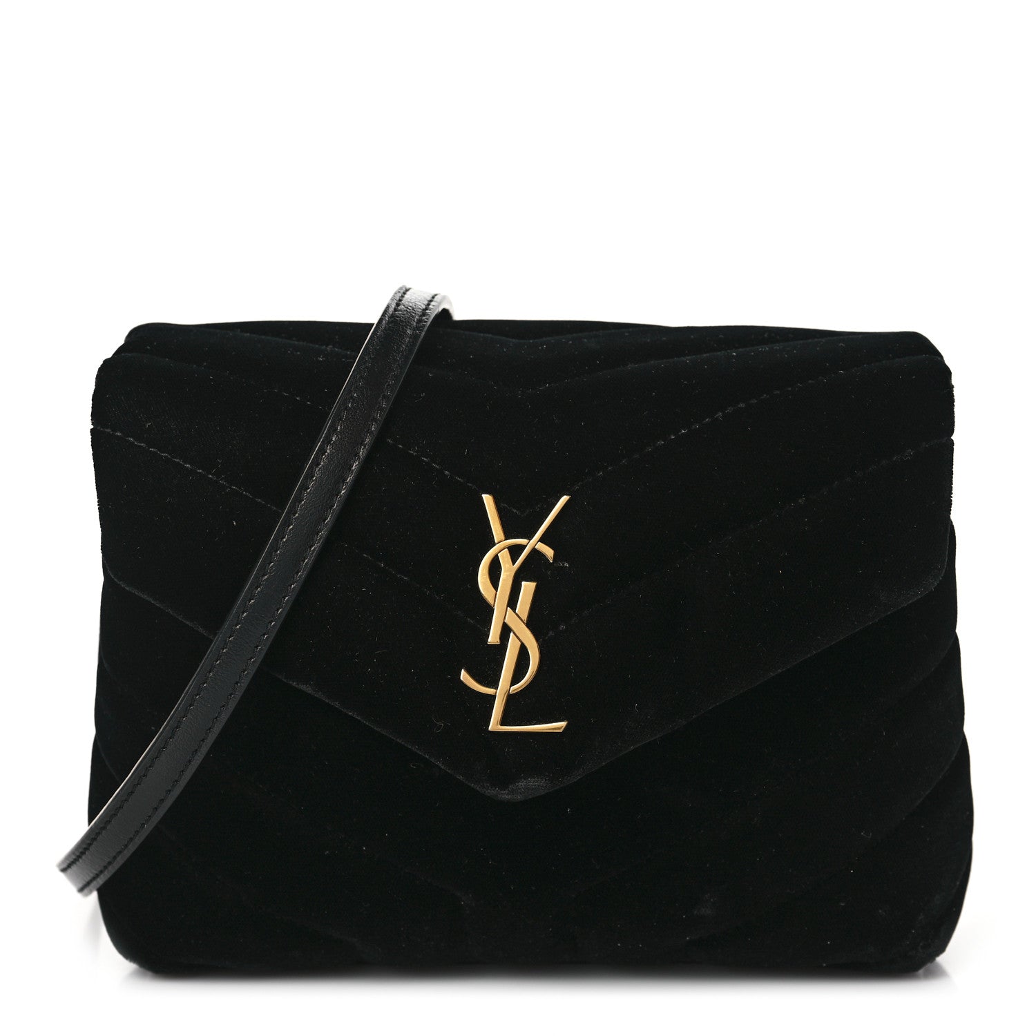 Saint Laurent Velvet Y Quilted Monogram Toy Loulou Chain Satchel French Black 1 of 9