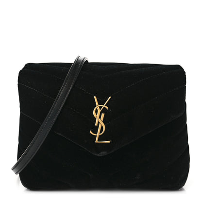 Saint Laurent Velvet Y Quilted Monogram Toy Loulou Chain Satchel French Black 1 of 9