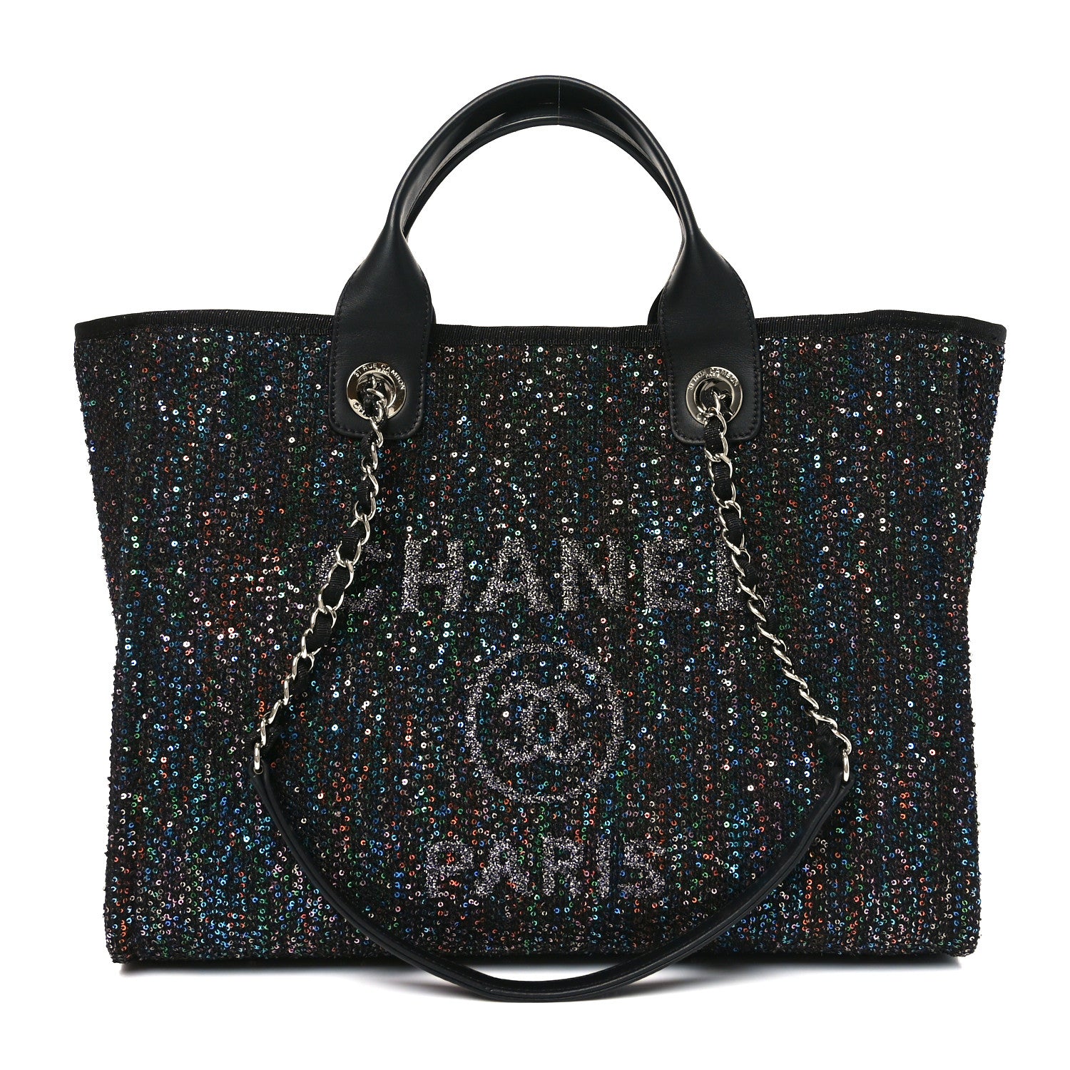 Chanel Calfskin Sequin Small Deauville Tote Black 1 of 10