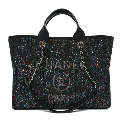 Chanel Calfskin Sequin Small Deauville Tote Black 1 of 10