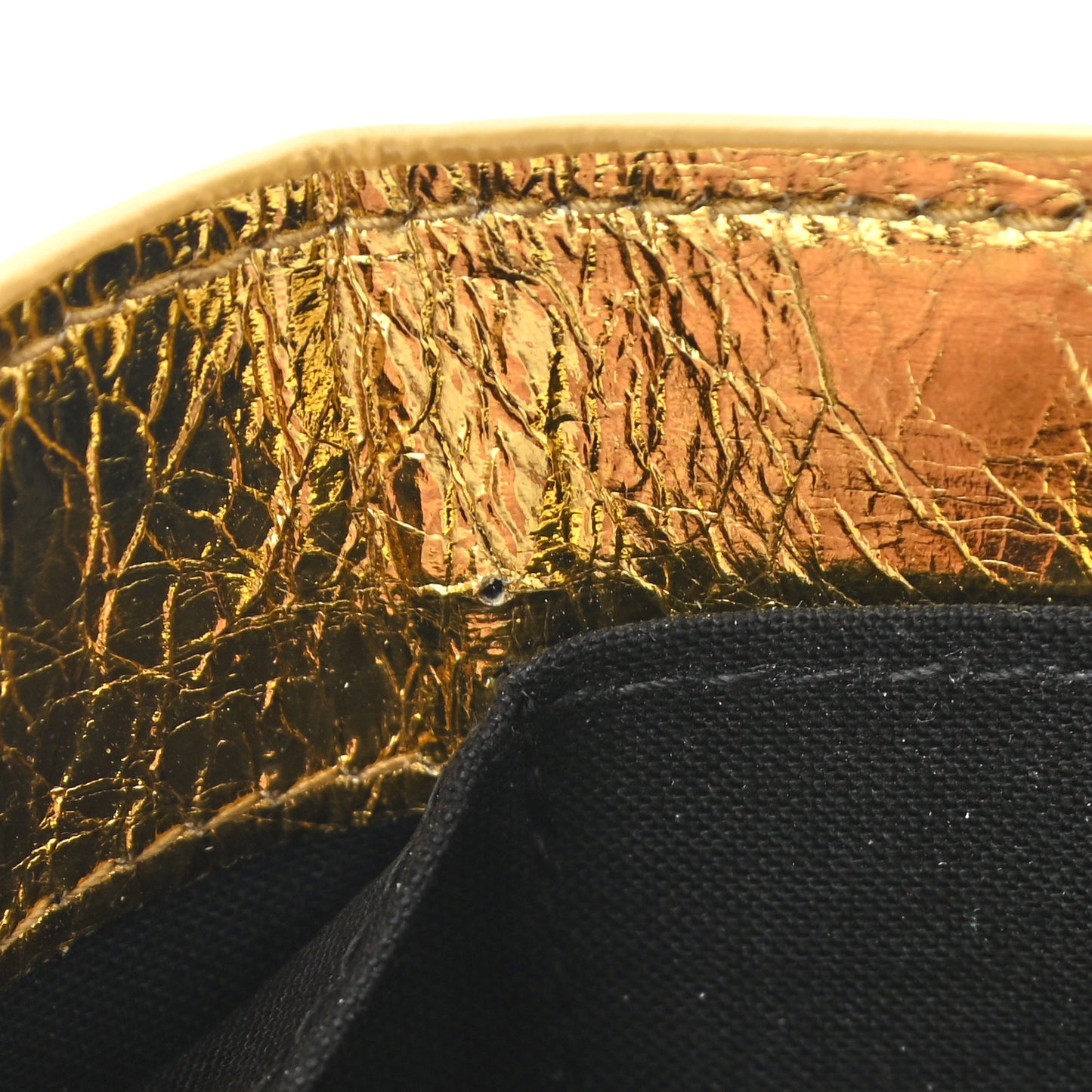 Metallic Calfskin Mini Papier Wallet Gold