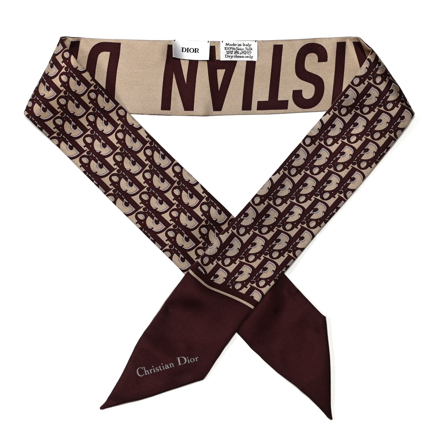 Christian Dior Silk Oblique Mitzah Scarf Bordeaux 1 of 3