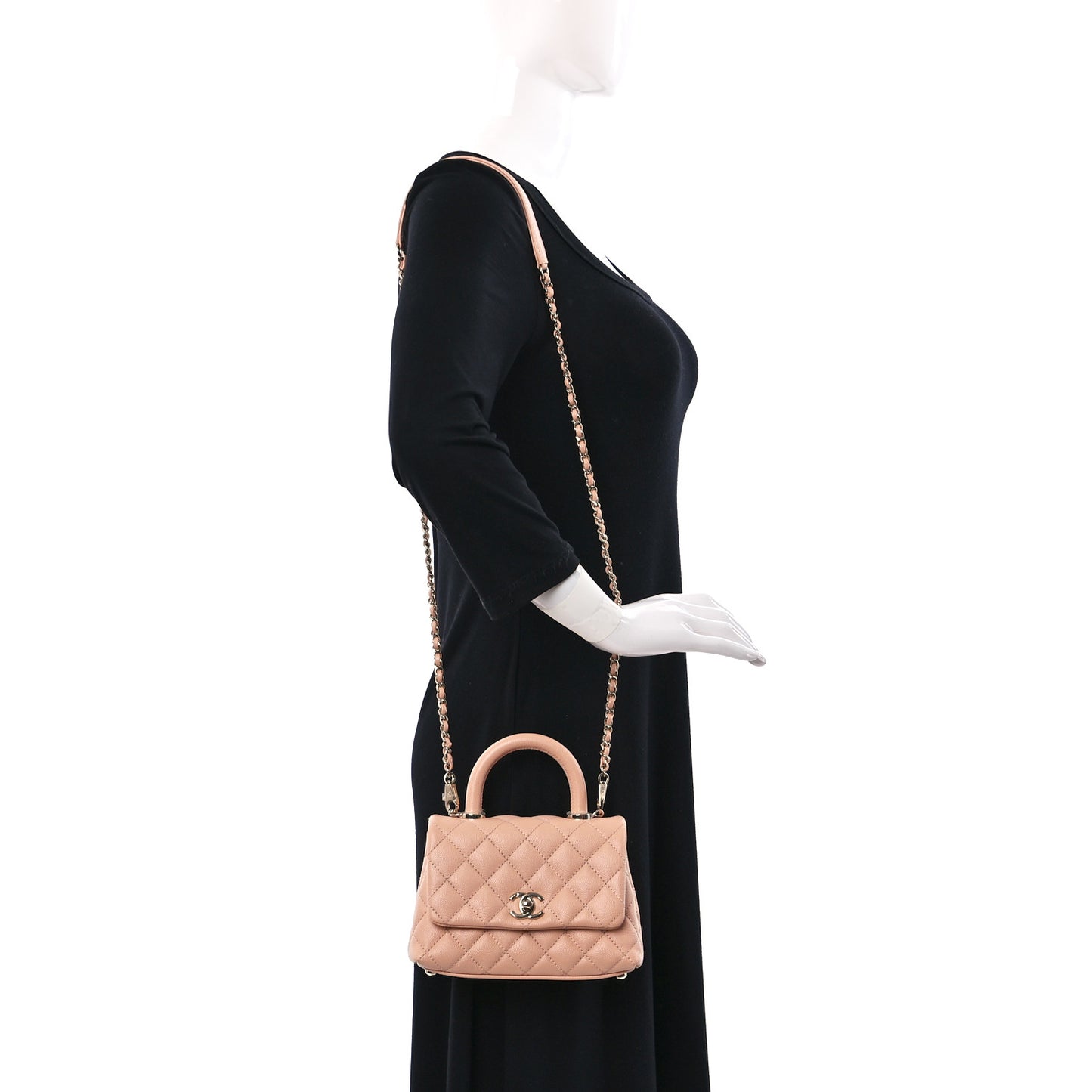 Caviar Quilted Extra Mini Coco Handle Flap Light Pink