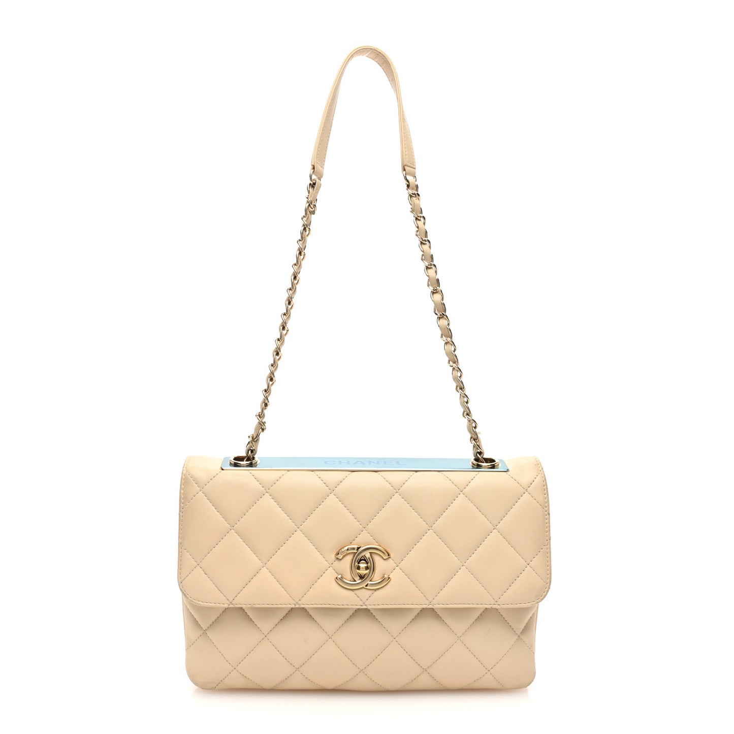 Lambskin Quilted Medium Trendy CC Flap Light Beige