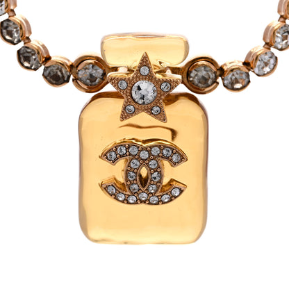 Chanel Resin Crystal CC Star Perfume Bottle Necklace Gold 4 of 6