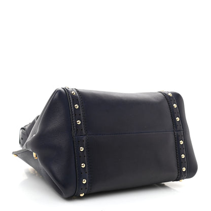 Salvatore Ferragamo Calfskin Studded Sofia Satchel Navy 4 of 9