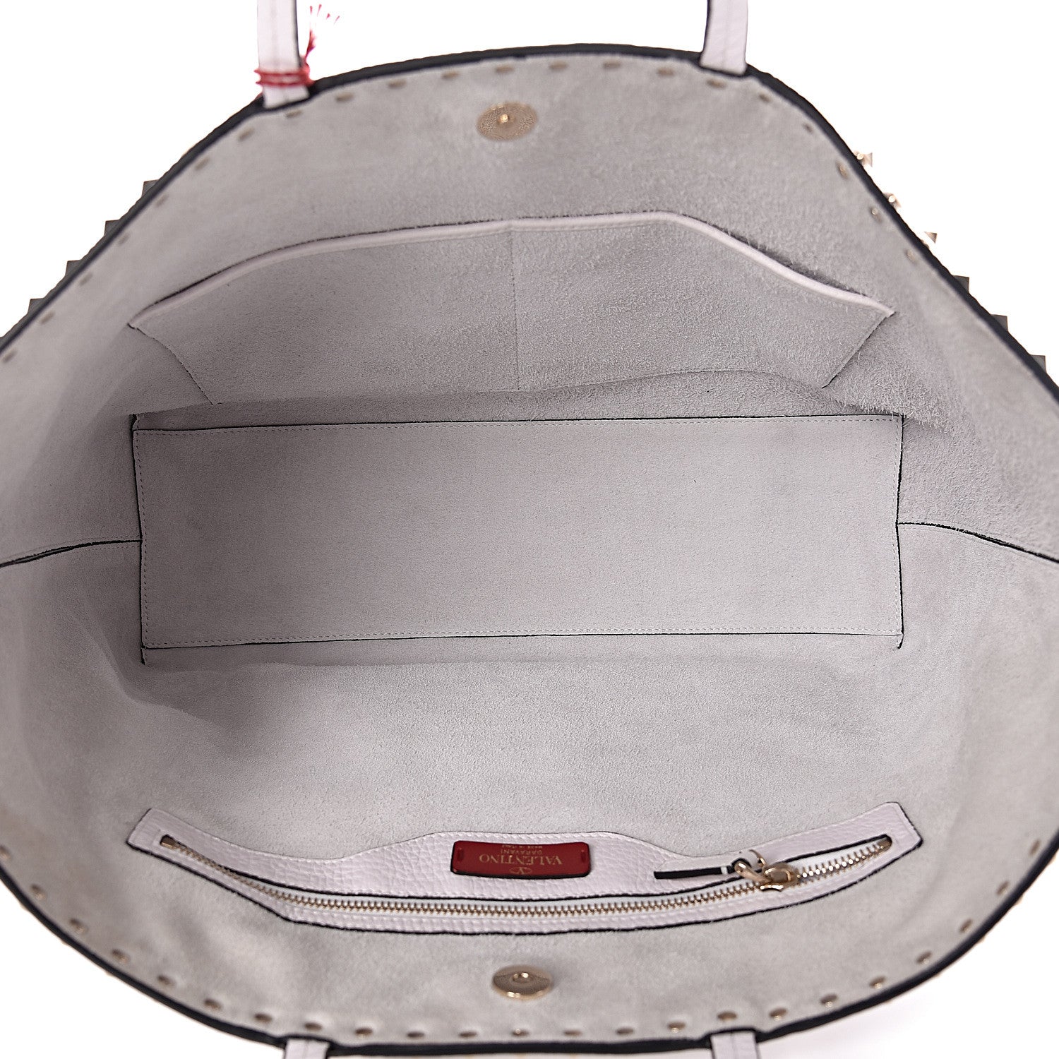 Valentino Garavani Grained Calfskin Rockstud Shoulder Tote Optic White 5 of 9