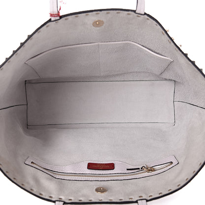 Valentino Garavani Grained Calfskin Rockstud Shoulder Tote Optic White 5 of 9