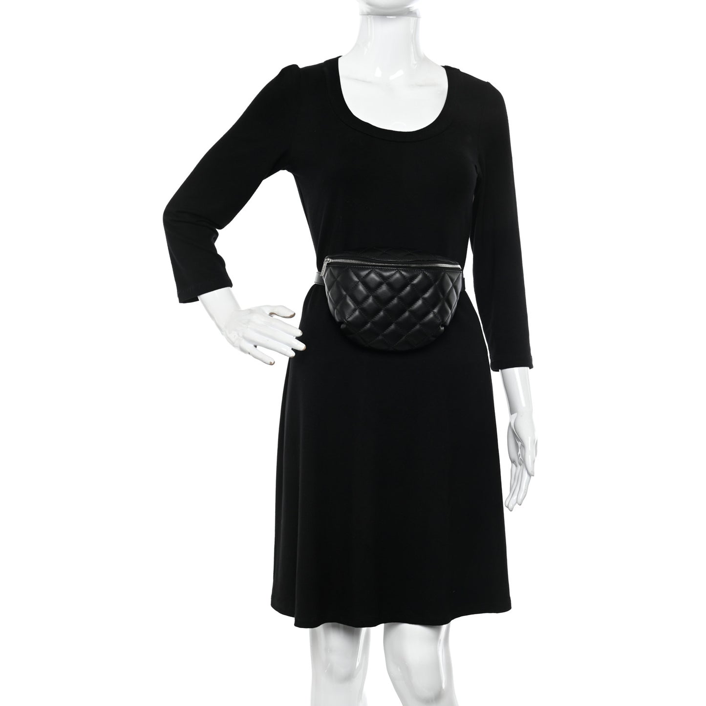 Lambskin Quilted Waist Belt Bag Black