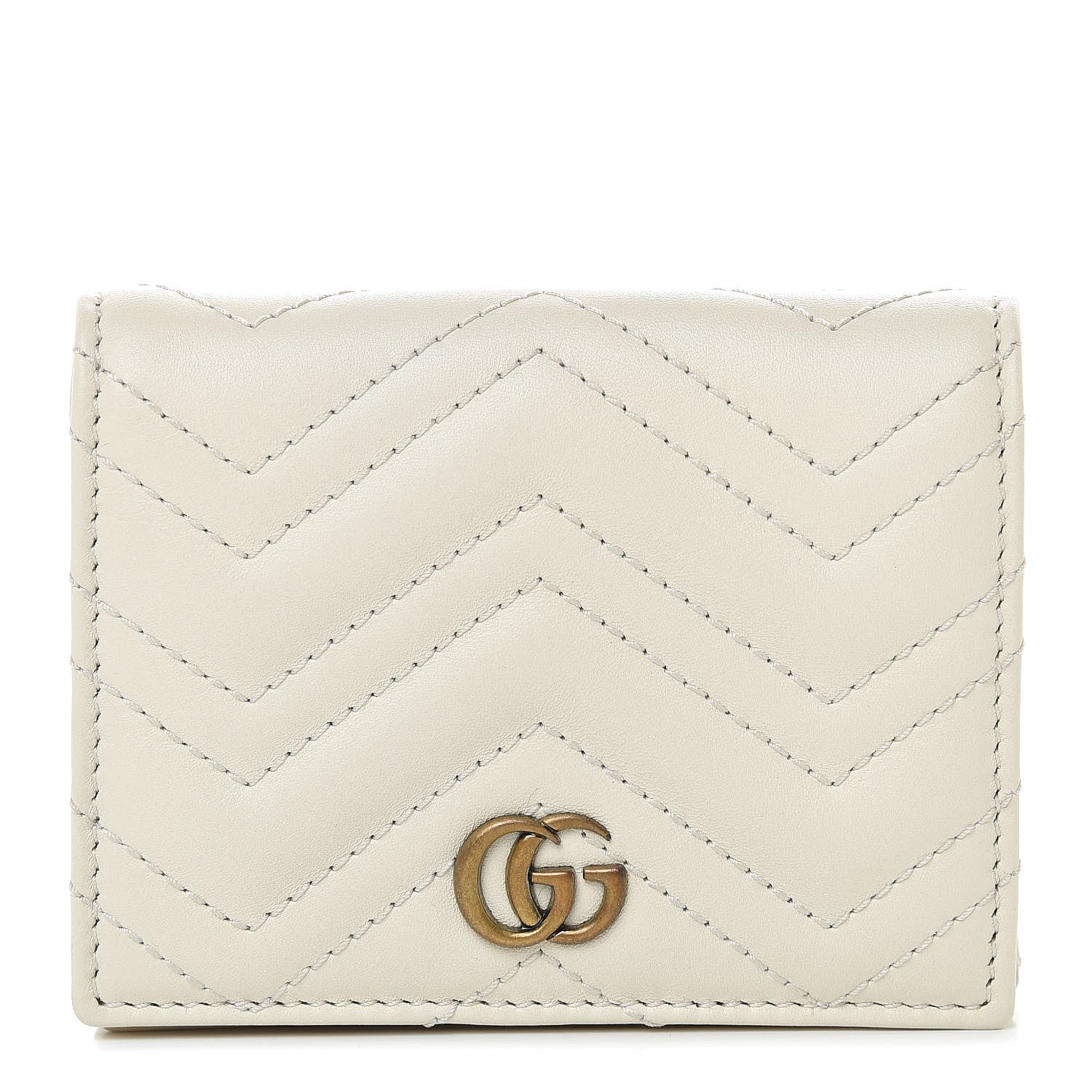 Gucci Calfskin Matelasse GG Marmont Card Case White 1 of 7