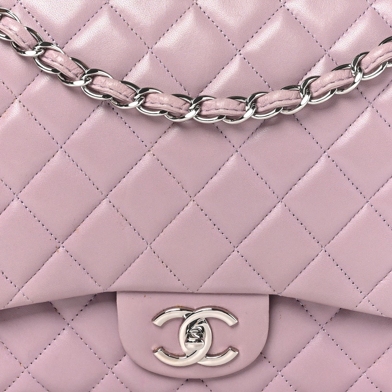Chanel Lambskin Quilted Maxi Double Flap Light Purple 8 of 11