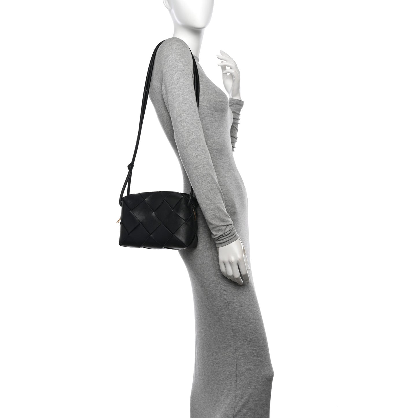 Lambskin Maxi Intrecciato Small Cassette Camera Bag Black