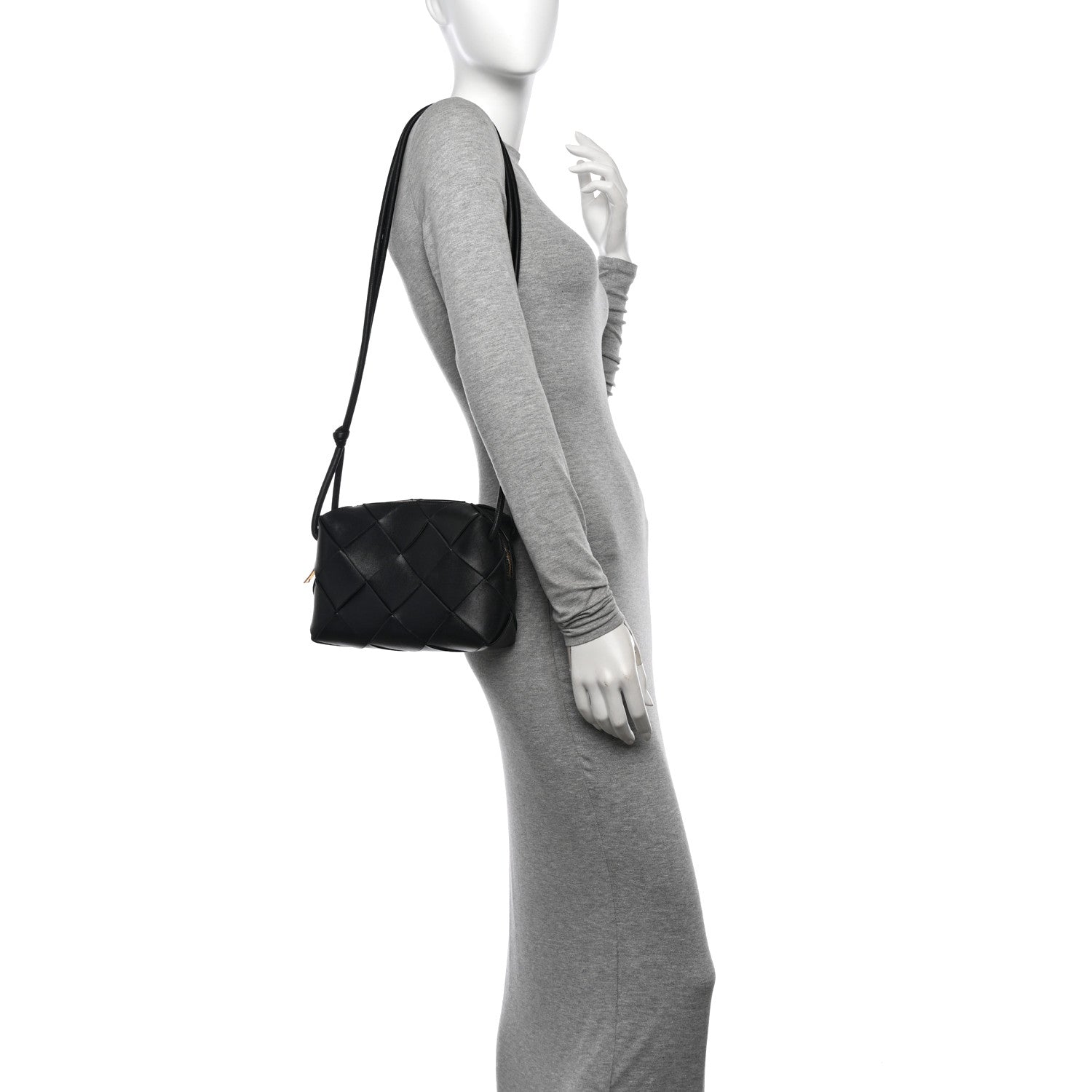 Bottega Veneta Lambskin Maxi Intrecciato Small Cassette Camera Bag Black 2 of 9